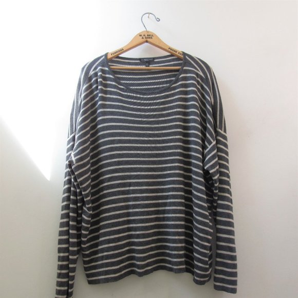 Eileen Fisher Merino and Lyocell Stripe Sweater - Picture 3 of 4